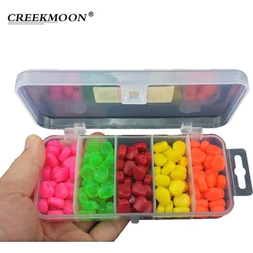 125Pcs/Box Rubber Carp Fishing Corn Baits Pop Up Floating Corn Flavor Soft Fishing Lure for Freshwater Fish Mixed 5 Colors