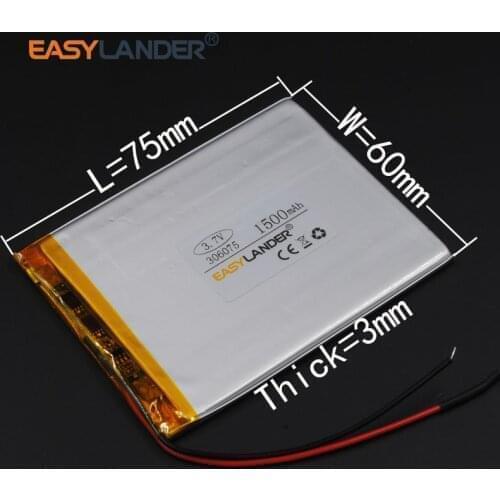 3.0*60*75mm 3.7V 1500mAh Rechargeable li Polymer Li-ion Battery For tablet power Bank GPS PDA Navigator 306075 036075