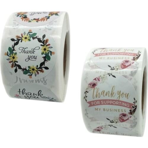 3.8cm/1.5Inch Thank You Stickers Label Stickers Roll Flower Small Business Sticker For Wedding Stationary Envelope Seal Stickers