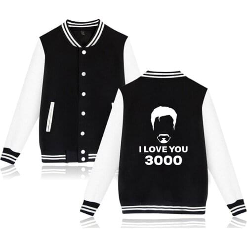 I Love You 3000 Times Fashion Hip Hop Baseball Jacket Men Women Hoodie Sweatshirts Coats Casual Long Sleeve Hoodies Jackets Tops