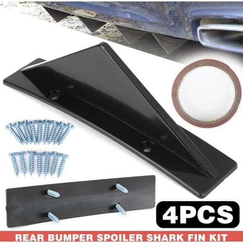 4pcs ABS Plastic Car Auto SUV Back Rear Bumper Diffuser Shark Fin Kit Spoiler Lip Wing Splitter DIY Moulding Accessories