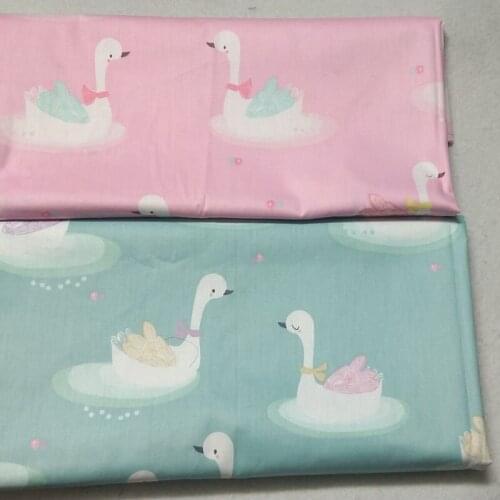 50x160cm Pink Green Cartoon Swan Printed 100% Cotton Fabric Animal Patchwork baby cloth apparel dress home decor