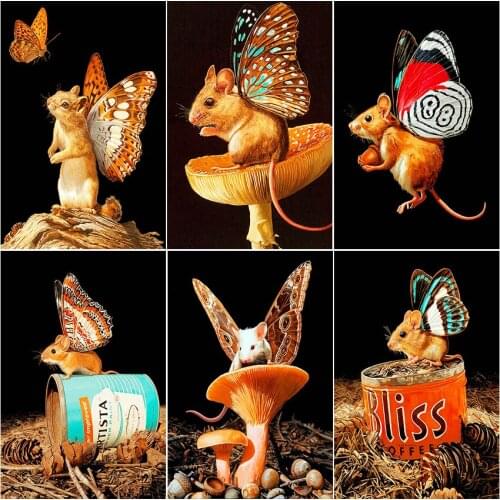 5D diamond painting Full square wall stickers Cross stitch haft diamentowy kit set Cuadros 3D DIY Mouse butterfly mushroom tools