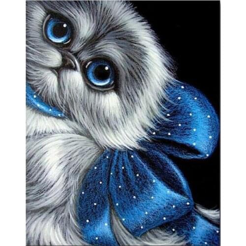 5D DIY Diamond Painting Blue Cat Animal Crystal Mosaic Pictures Full Drill Diamond Embroidery Cross Stitch Needlework Art ll406