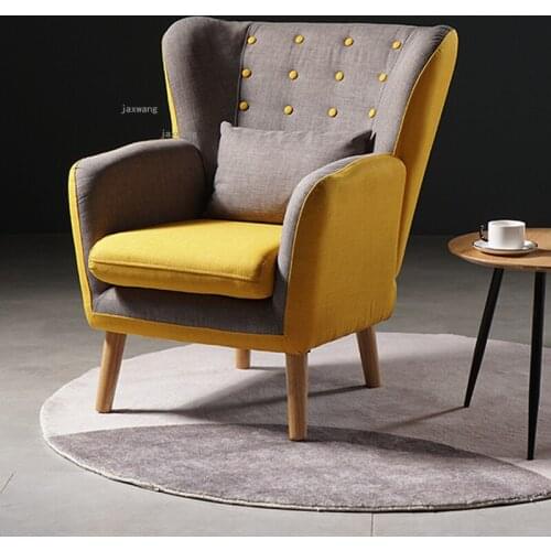 American Small Apartment Living Room Lazy Single Sofa Balcony Bedroom Leisure Chair Fabric Household Furniture Backrest Armchair