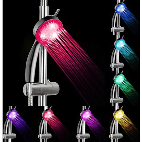 Automatic Magic 7 Color Lights Handing Rainfall Shower Head Single Round Head for Water Bath Bathroom Hand Held Shower Head