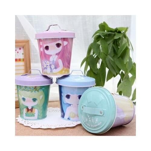 Free shipping BF050 Fashion tin small drum tea snacks storage box tank tin box with cover 10*9*6cm