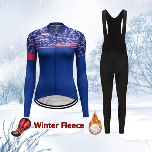 Free Shipping Women Winter Cycling Clothing 2021 Thermal Fleece Bicycle Jersey Set Suit MTB Uniform Female Road Bike Clothes Kit