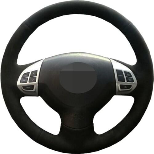 Car Steering Wheel Cover Black Genuine Leather Suede For Mitsubishi Lancer X 10 2007-2015 Outlander 2006-2013 ASX 2010-2013 Colt