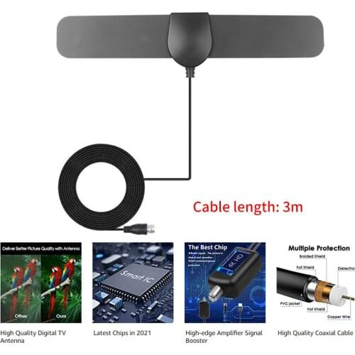 Dropship High Gain 25dB 80Miles HDTV Indoor TV Antenna for DVB-T2 Digital Amplifier Aerial Indoor Digital TV Antenna 2021 newest