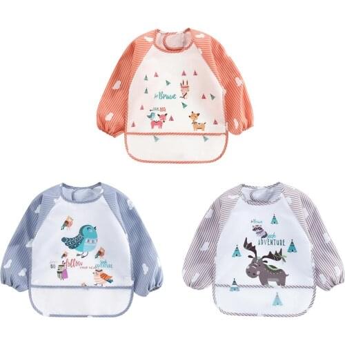 Baby Bibs Long Sleeve Apron High-quality Waterproof Lightweight Portable Kid Feeding Smock Bib Burp Clothes Accessories
