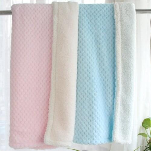 2layers winter thick furry kids blanket 3D plaid fluffy pink baby blanket super soft pet carpet blanket kids quilt baby swaddle