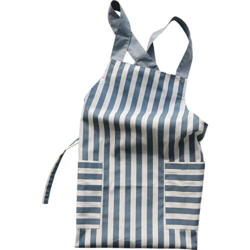 Nordic Minimalis Striped Wave Point Cotton Apron Adjustable Kitchen Baking Cleaning Milk Tea Shop Working Clothes