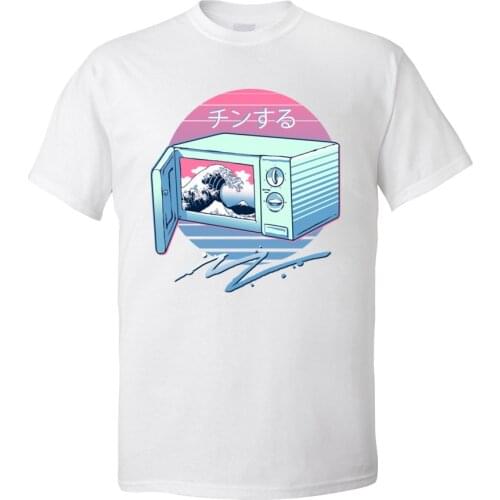 Vaporwave T Shirt 2020 Men Round Neck The Micro Wave! Pure Cotton Mens T Shirt Crazy Short Sleeve Clothing Shirt Great Wave
