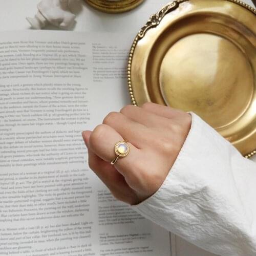 Kinel S925 Sterling Silver Jewelry an Simple opening Color stone ring female personality hipster jewelry fashion temperament