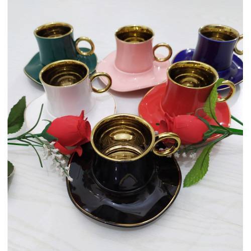 Coffee Cups Gold Gilded Plated Colorful Ceramic Set Coffee Set Espresso Cup Arab Turkish Bosnian Serb Coffee Custom Design