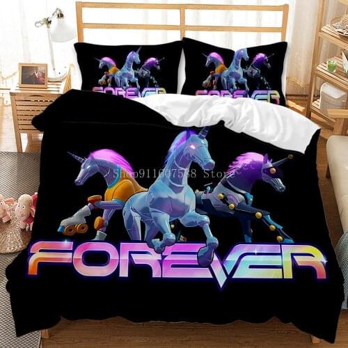 Lovely Happy Unicorn Duvet Cover Set Cartoon Bedding Sets Pillowcase Boys Girls Baby Cute Quilt Cover Set Decor Home Textile