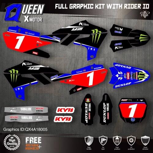 QUEEN X MOTOR Custom Team Graphics Backgrounds Decals 3M Stickers Kit For YAMAHA 2019-2021 YZ250F 2018-2021 YZ450F 005