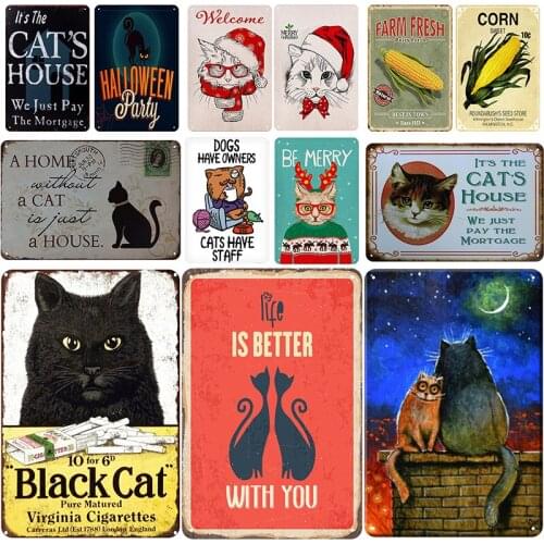 Cool Cat Sweet Corn Chicken Plaque Vintage Metal Tin Sign Shabby Chic Wall Decoration For Farm House Yard Iron Plates 20*30 CM