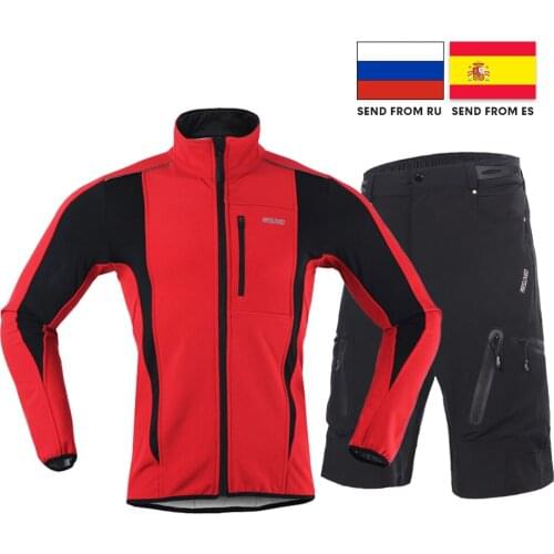 Men Fleece Thermal Long Sleeve Cycling Jacket Windproof Waterproof MTB Road Bike Windbreaker Road Bike Shorts ES/RU Warehouse