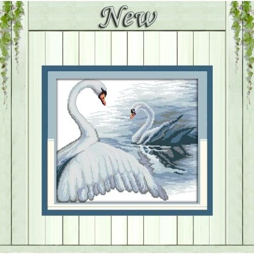 Swan lake animal decor painting counted printed on canvas DMC 14CT 11CT DMC Cross Stitch chinese Embroidery kits Needlework Sets