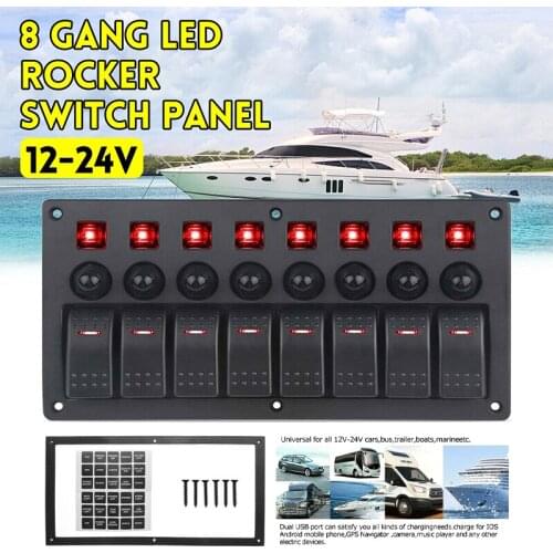 Mayitr 1pc 8 Gang 12-24V Auto Rocker Switch Panel Toggle Circuit Breaker For Car Truck Marine Boat With Paster Sticker