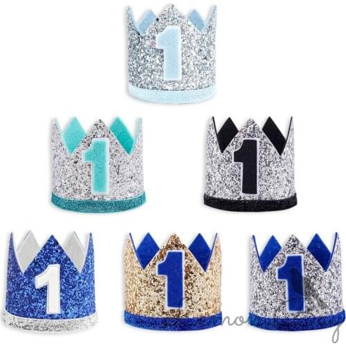 Baby One Happy Birthday Cake Topper Cute One Prince Princess Headwear Cupcake Topper For Kids Birthday Party Cake Decorations