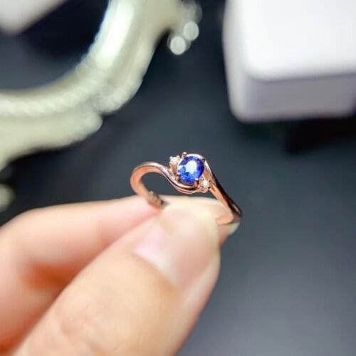 Fashion Sapphire Ring for Engagement 4mm*5mm Natural Blue Sapphire Wedding 925 Silver Sapphire Jewelry