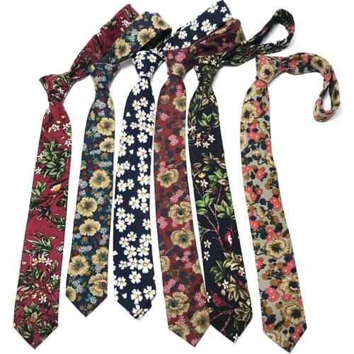 Mens Necktie Cotton Flower Tie 6CM Fashion Men Wedding Parties Dress Print Tie Gravatas Homens Shirt Bowtie Corbatas Para Hombre