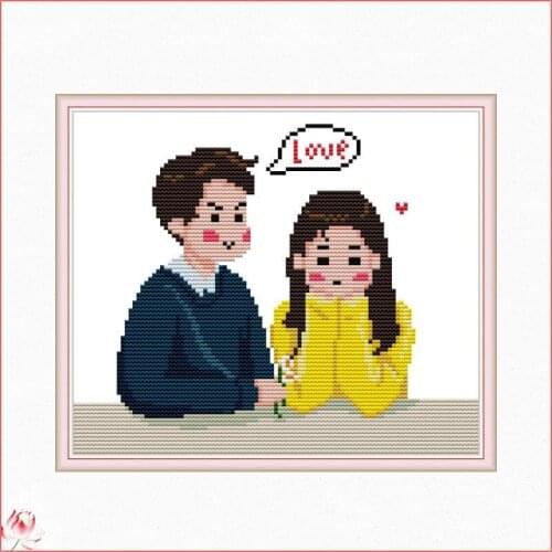 Joy Sunday Love Of Lovers Cross Stitch Kit 14CT 11CT Canvas Printed Fabric Embroidery Kit DIY Needlework Sewing Set Home Deco