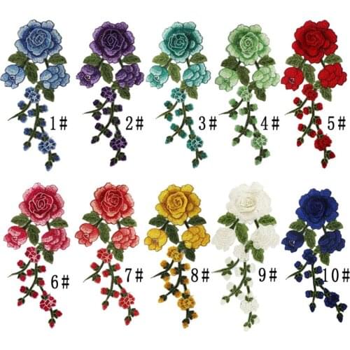 1pcs Embroidery Rose Flower Patches for Clothes Dress Hat Bag Jeans Applique Crafts Clothing Accessories Embroidered Patches