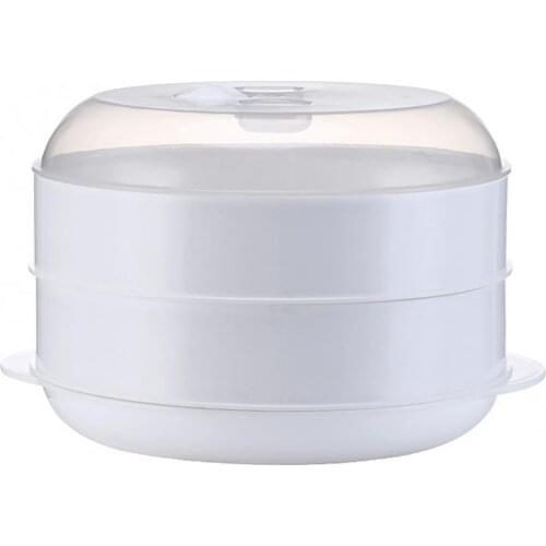 Microwave Oven Steamer Round Plastic Bowl Dish Bun Dumpling Heater with Lid