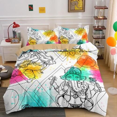 Sitting Ganesha King Size Bedding Set Lord Buddha Duvet Cover With Pillowcase Sing Double Queen Bedclothes 2/3pcs