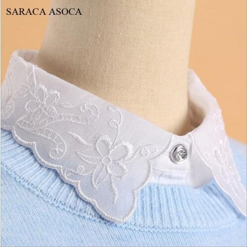 Casual Women Manual Diamond White Shirt Fake Collar All-Macth Sweater Lace Detachable Collars For Girls B97B202B201