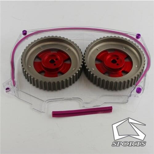 Clear Timing Belt Cover + Cam Pulley Fits For Lancer Evolution 4G63 EVO 4 5 6 7 8 BK/RD