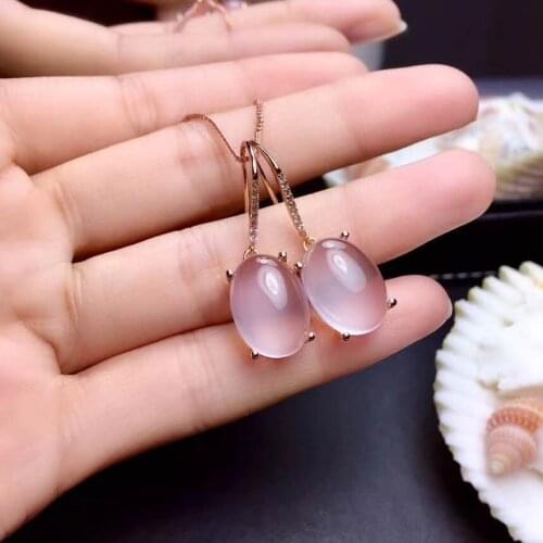 Real And Natural Rose Quartz Earring Real 925 Silver sterling Fine Charm Jewelry for Women Wedding Party Earring