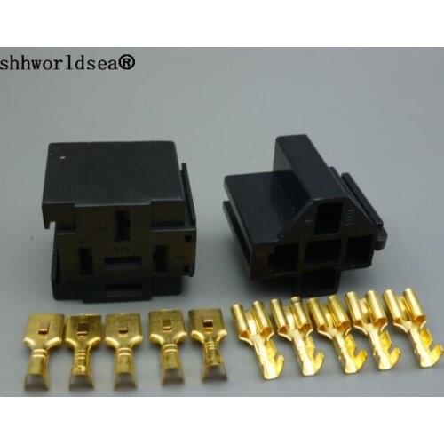 Shhworldsea Automotive Relay Sockets 5 Pin with 6.3mm Copper for 40a 80a relay