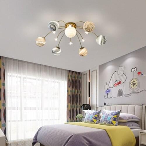 Creative modern minimalist space planet lamp starry sky childrens room ledceiling lamp Nordic loft new bedroom led ceiling lamp