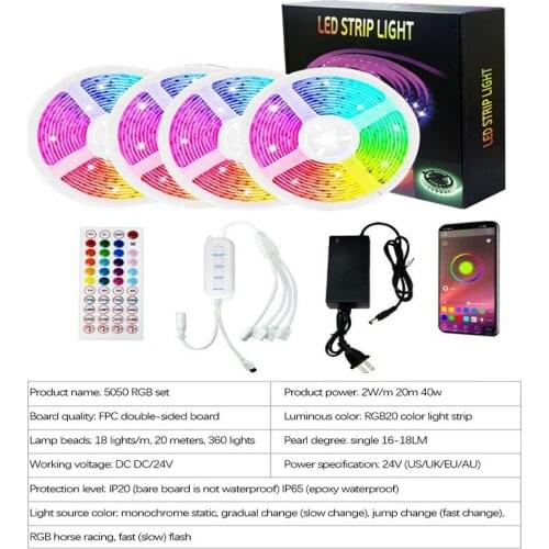 Room Decoration 5050 RGB 20MLED Lights With Waterproof 12V LED Lights With Diode Three Modes Control Colorful LED Lights