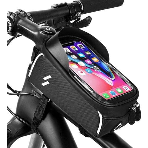 Bike Phone Front Frame Bag - Waterproof Bicycle Top Tube Cycling Phone Mount Pack Phone Case for 6.5’’ iPhone Plus xs max