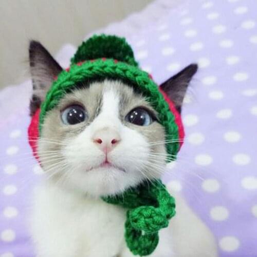 Christmas Ball Knitted Hat Puppy Cap Halloween Cosplay Pet Cat Dog Supplies Cat Accessories Pet Supplies