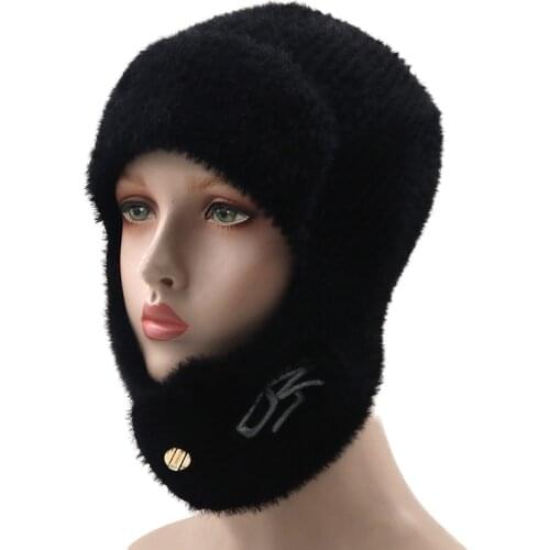 Women Wool Knitted Hat Ski Hat Sets For Female Windproof Winter Outdoor Knit Warm Thick Siamese Scarf Collar Warm Hat Girl Gift