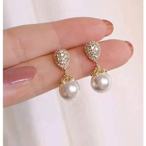 Real White Pearl Jewelry Genuine 925 Sterling Silver Drop Earring Women Aros Mujer Oreja Orecchini Bizuteria Silver 925 Jewelry