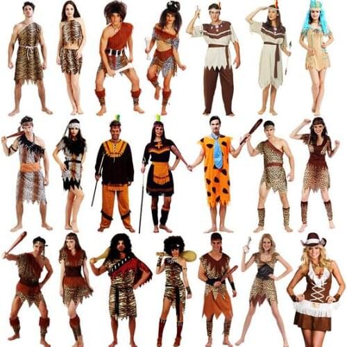 2018 Hot adult Halloween Cosplay Savage leopard costume Indians savage indigenous performances suits carnival Primitive clothes