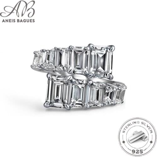 Aneis Bagues 100% 925 Sterling Silver Full Paved Ring For Women Sparking High Carbon Diamond Wedding Fine Jewelry Wholesale