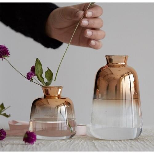Changing Color Gold Vase Creative Home decoration Crystal Vase Decor Flower Vases Gifts