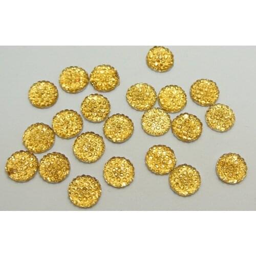 200 Champagne Acrylic Round Flatback Dotted Rhinestone Gems 8mm(0.31")