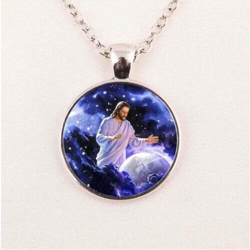 2021 New Jesus Christian Glass Photo Cabochon Necklace Religious Faith Fashion Jewelry bible gift Baptism Gift For Men Women