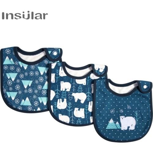 3pcs/lot Newborn Infant Baby Bids Adjustable Boys Girls Soft Breathable Cotton Animal Print Cute Feeding Bibs Baby Product