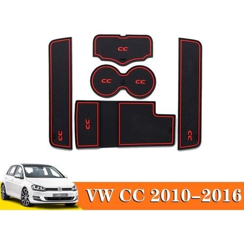 5X For VW CC 2010 2011 2012 2013 2014 2015 2016 Car Accessories Inner Gate Slot Pad Non-Slip Cup Mats Anti Slip Door Groove Mat
